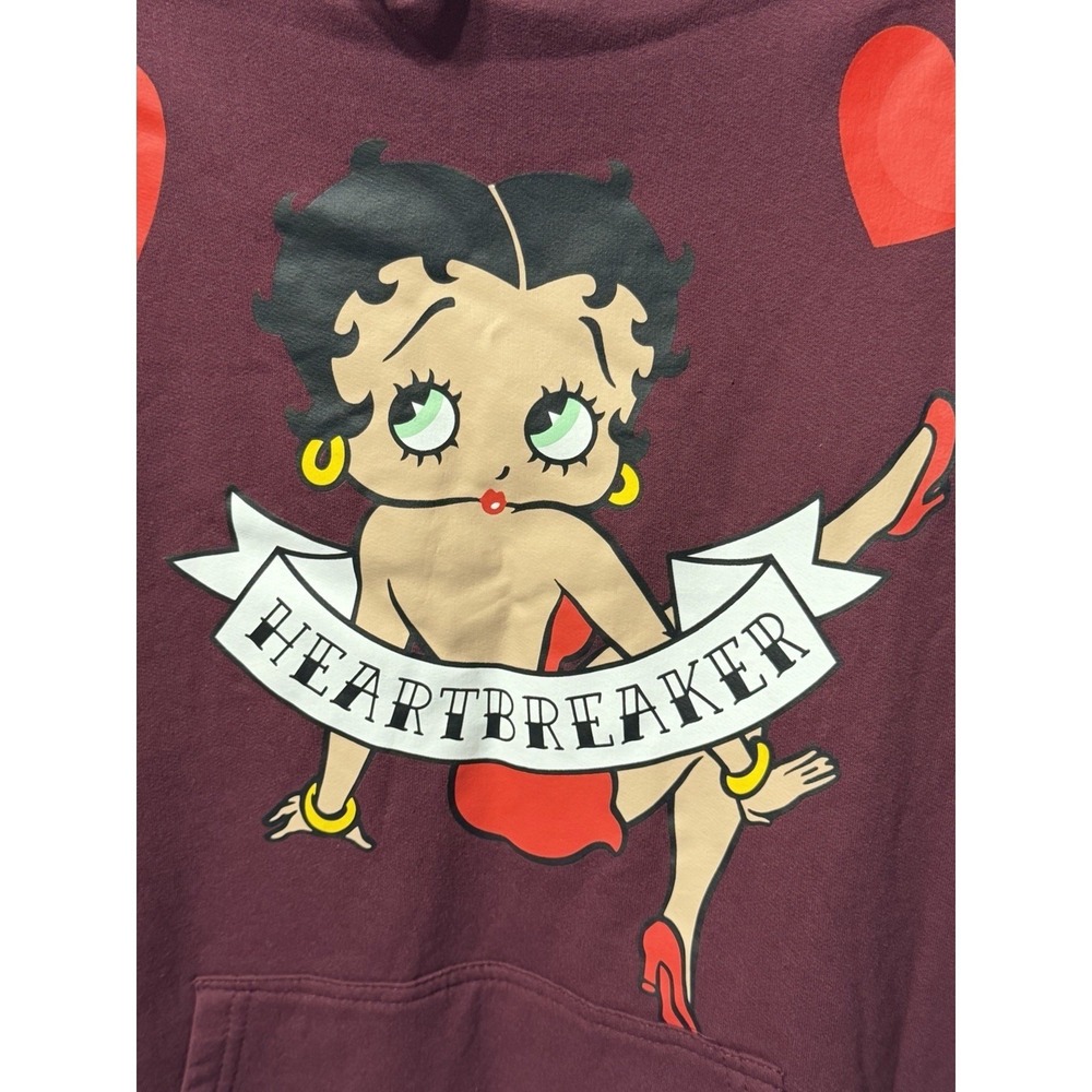 Betty Boop Heartbreaker Hoodie Maroon Burgundy Small 4-6 Fleischer Studios